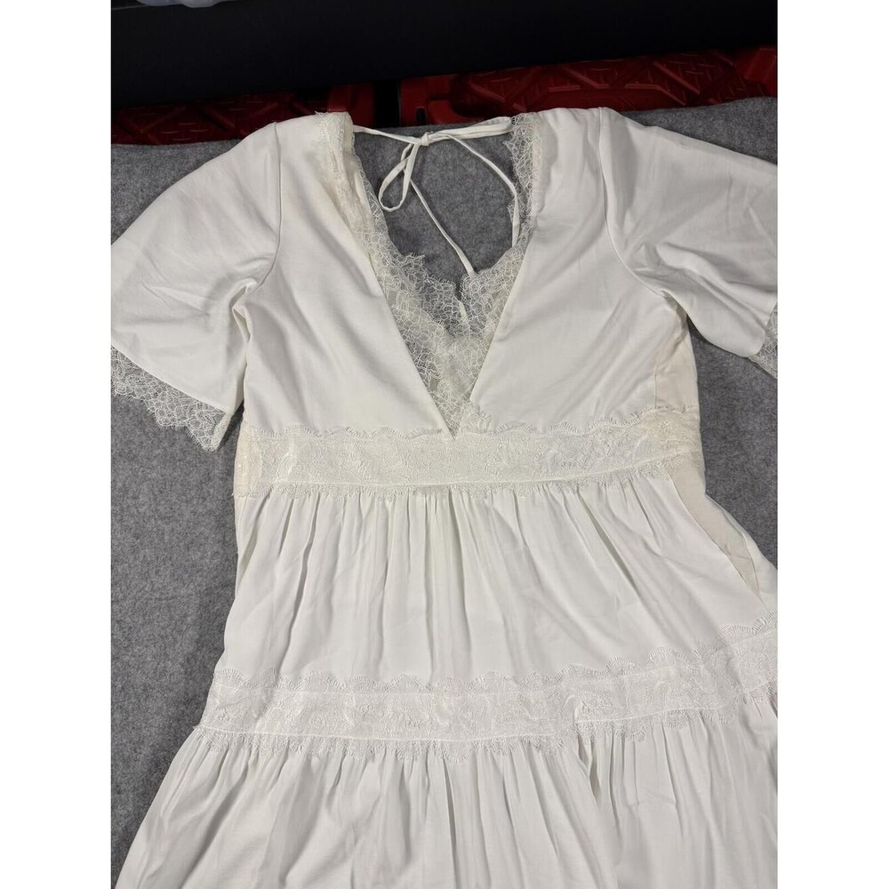 AllSaints Eris Dress Women's 10 Ivory Lace Tiered Midi Boho Romantic - Picture 5 of 6